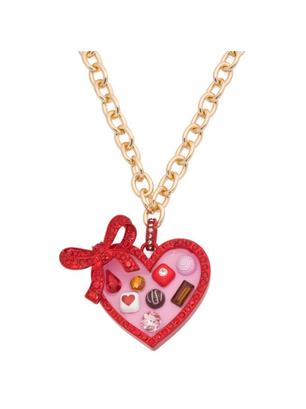 Betsey Johnson Love Spell Heart Chocolate Box Necklace New - Picture 2 of 5